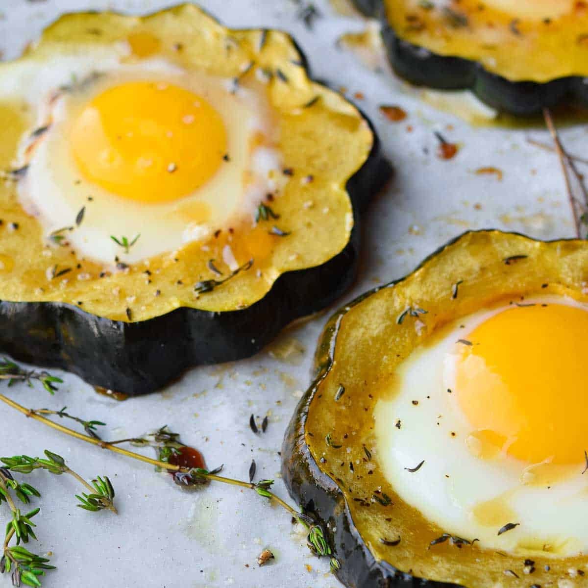 Acorn Squash Egg in a Hole and Hot Honey and Thyme