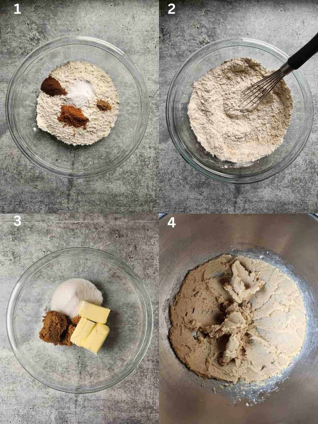 Four step instructions for making apple cider cookies.
