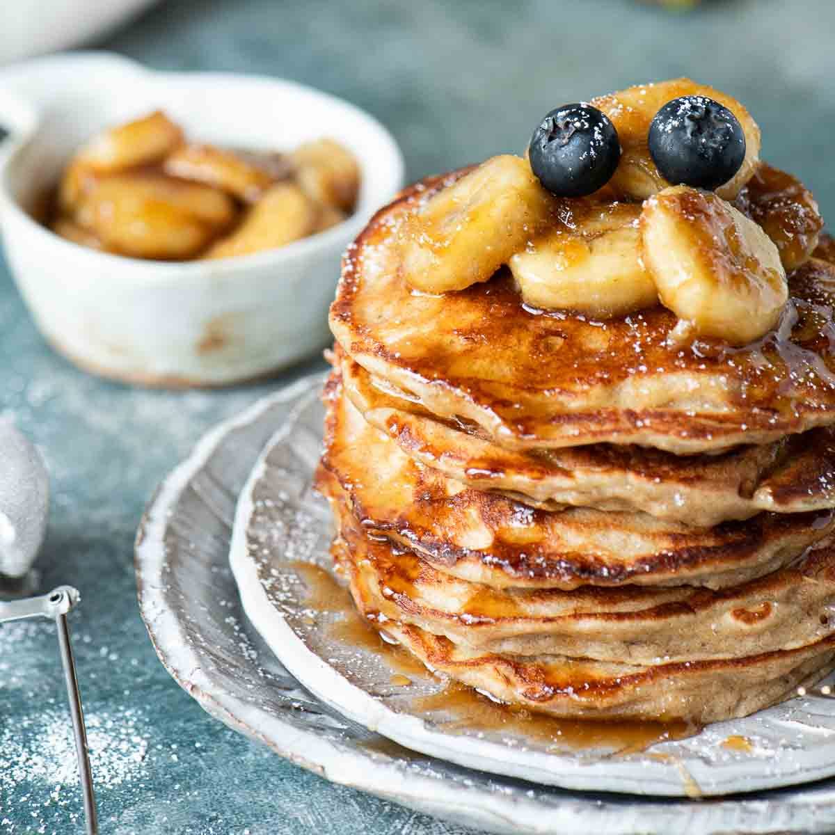 Banana Bread Pancakes and Banana Compote
