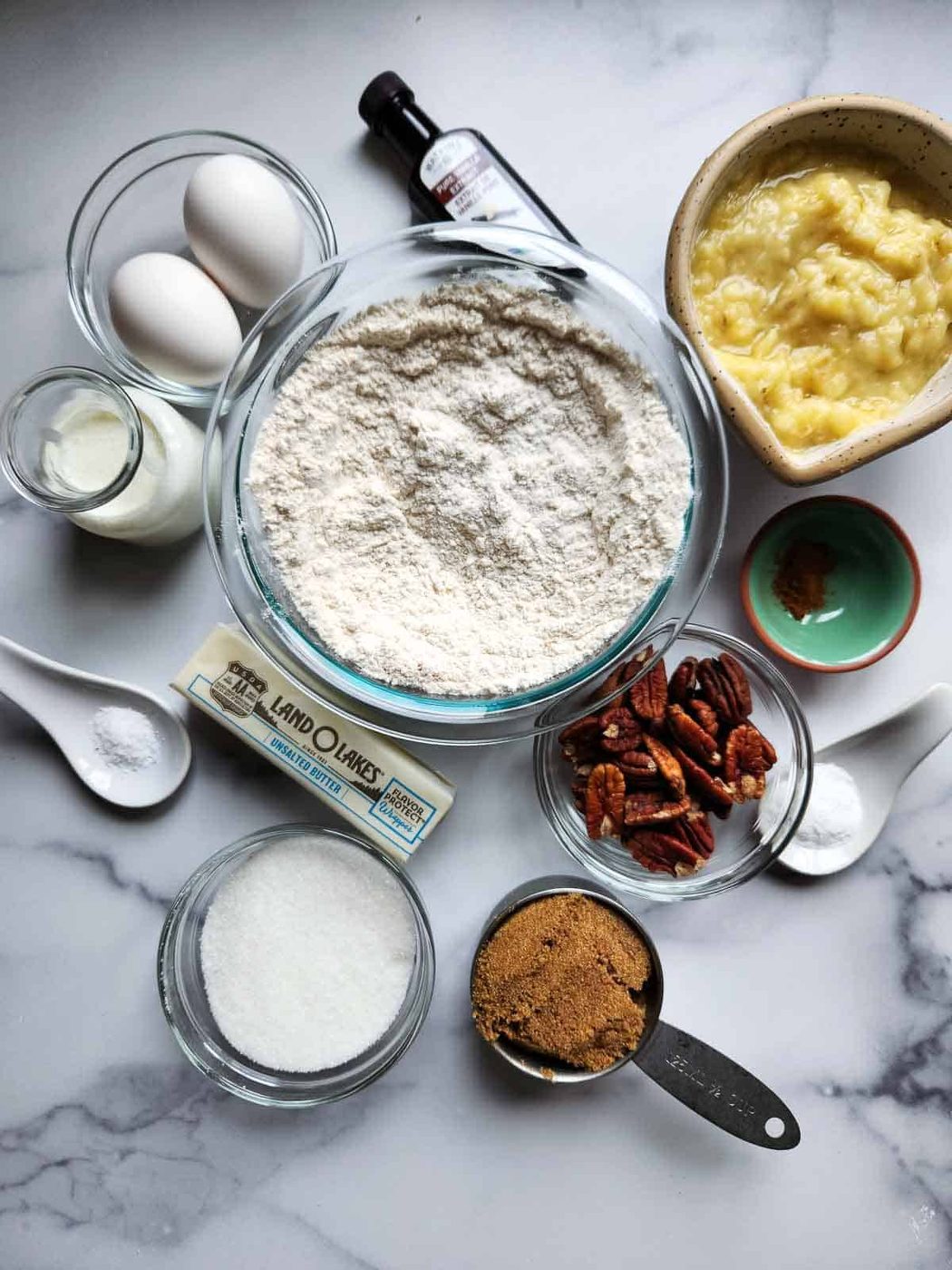 Ingredients for banana bread.