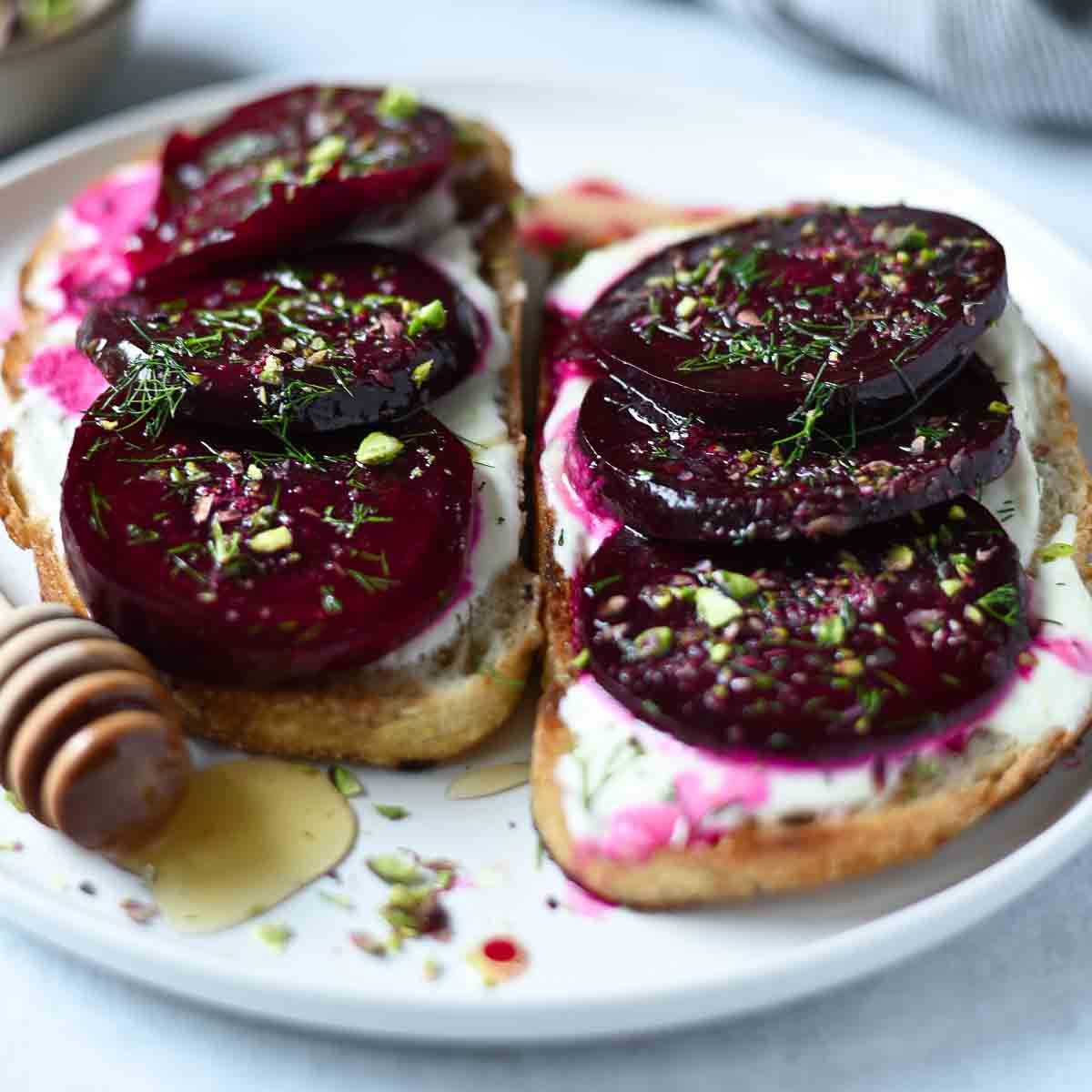Beet Toast, plus Crème Fraiche and Dill