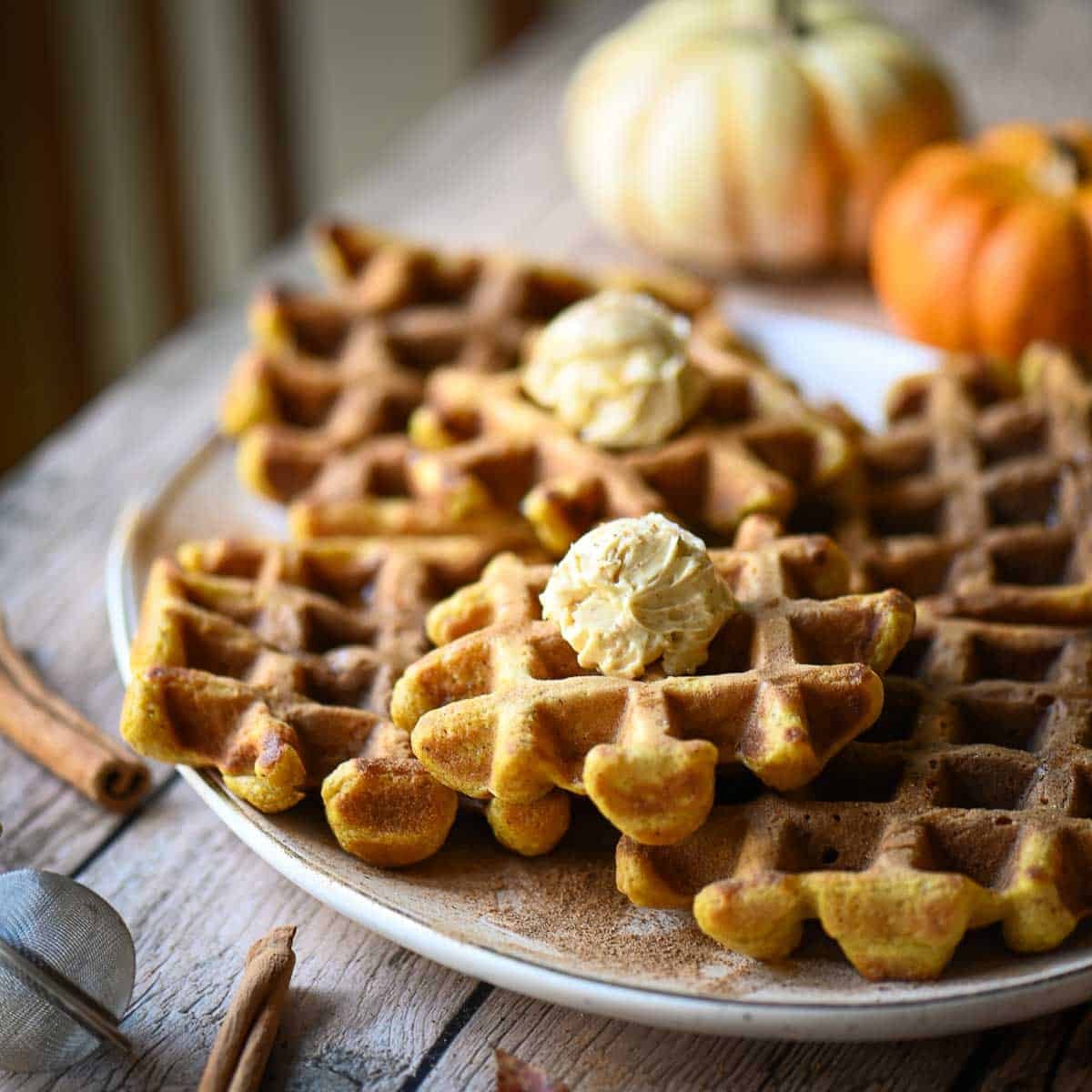 Belgian-Style Pumpkin Spice Waffles