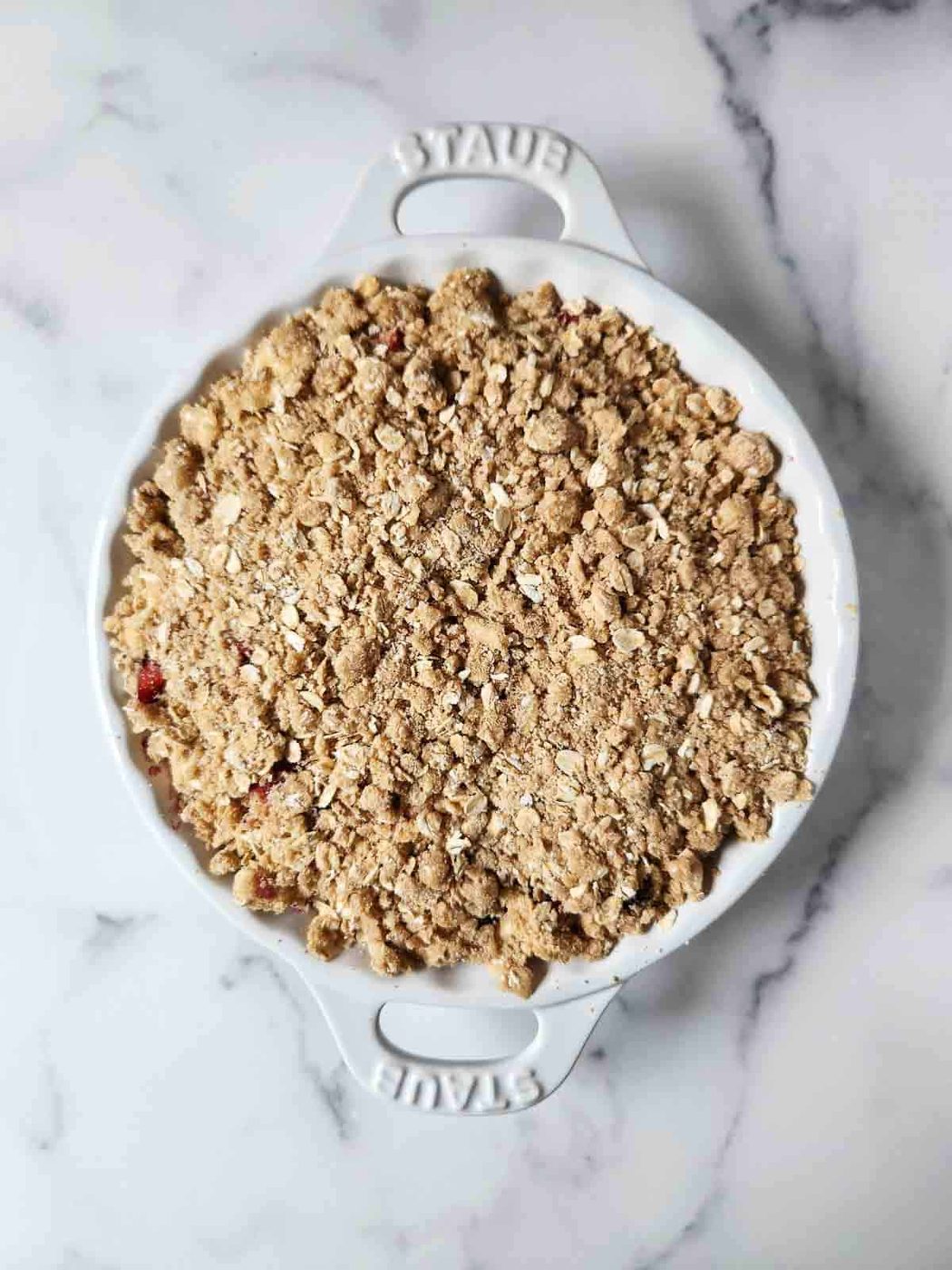 Crisp prepared for the oven on a white background.