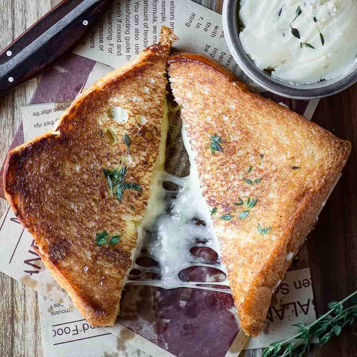 Brioche Grilled Cheese and Dijon Butter