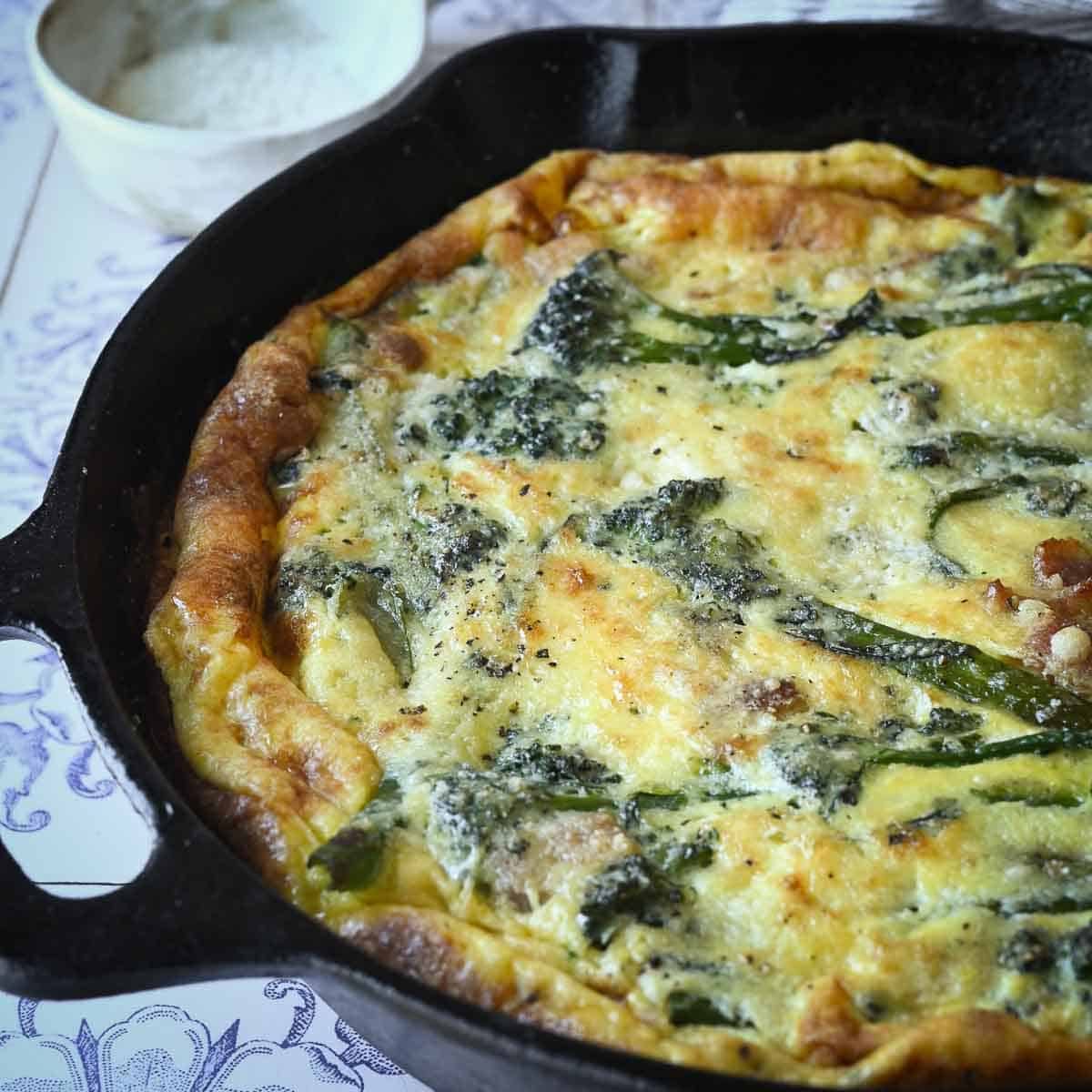 Broccolini Frittata, plus Bacon and Parmesan
