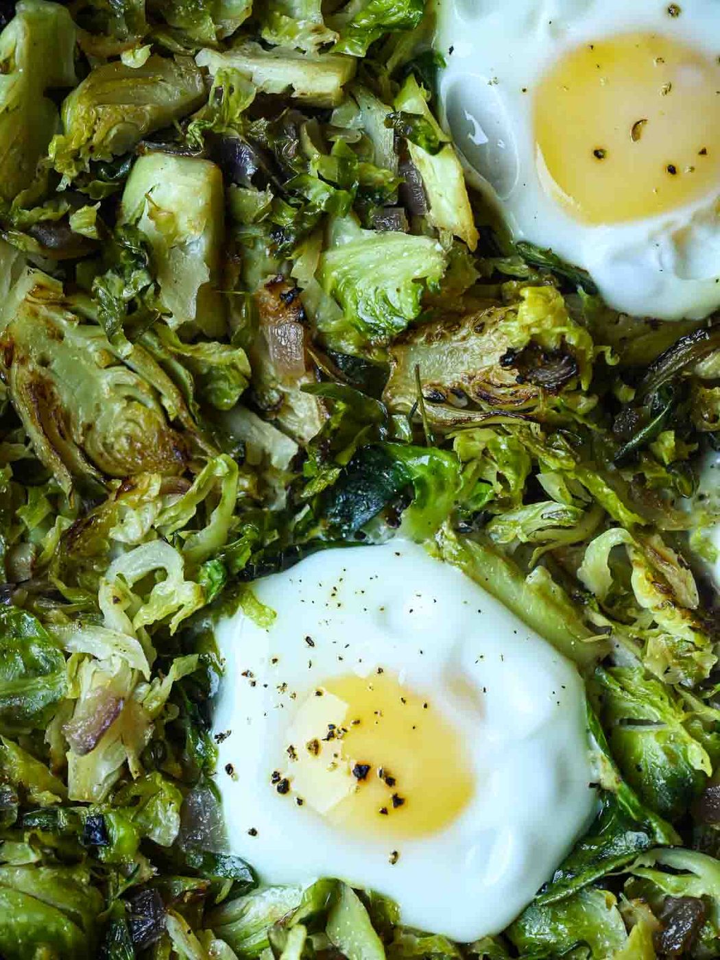 Overhead of Brussel sprout hash with 2 eggs.