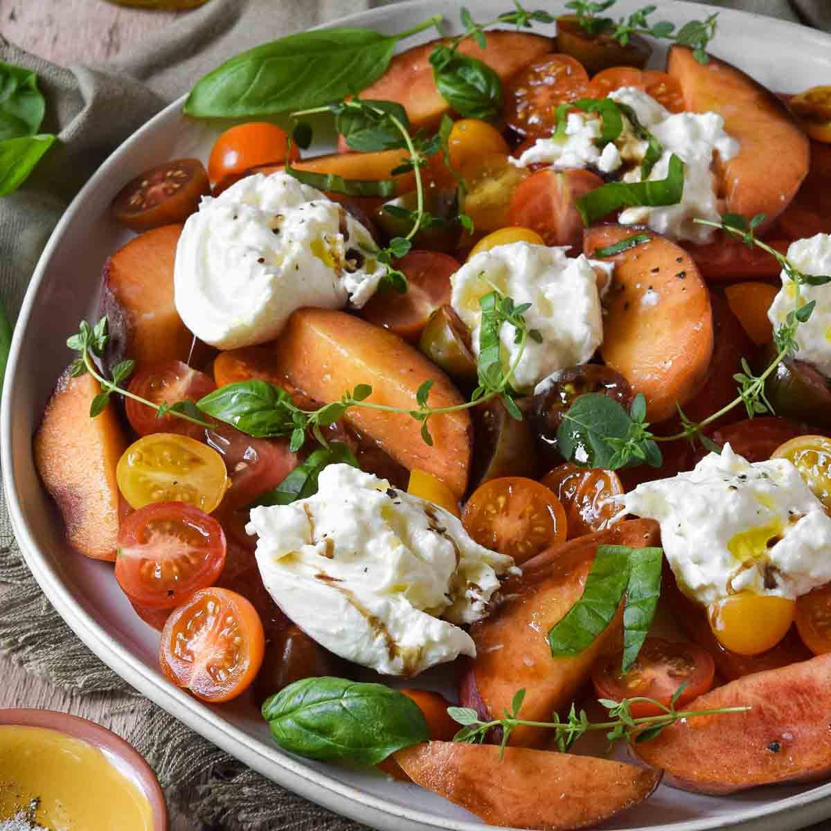Burrata Caprese Salad, plus Peaches