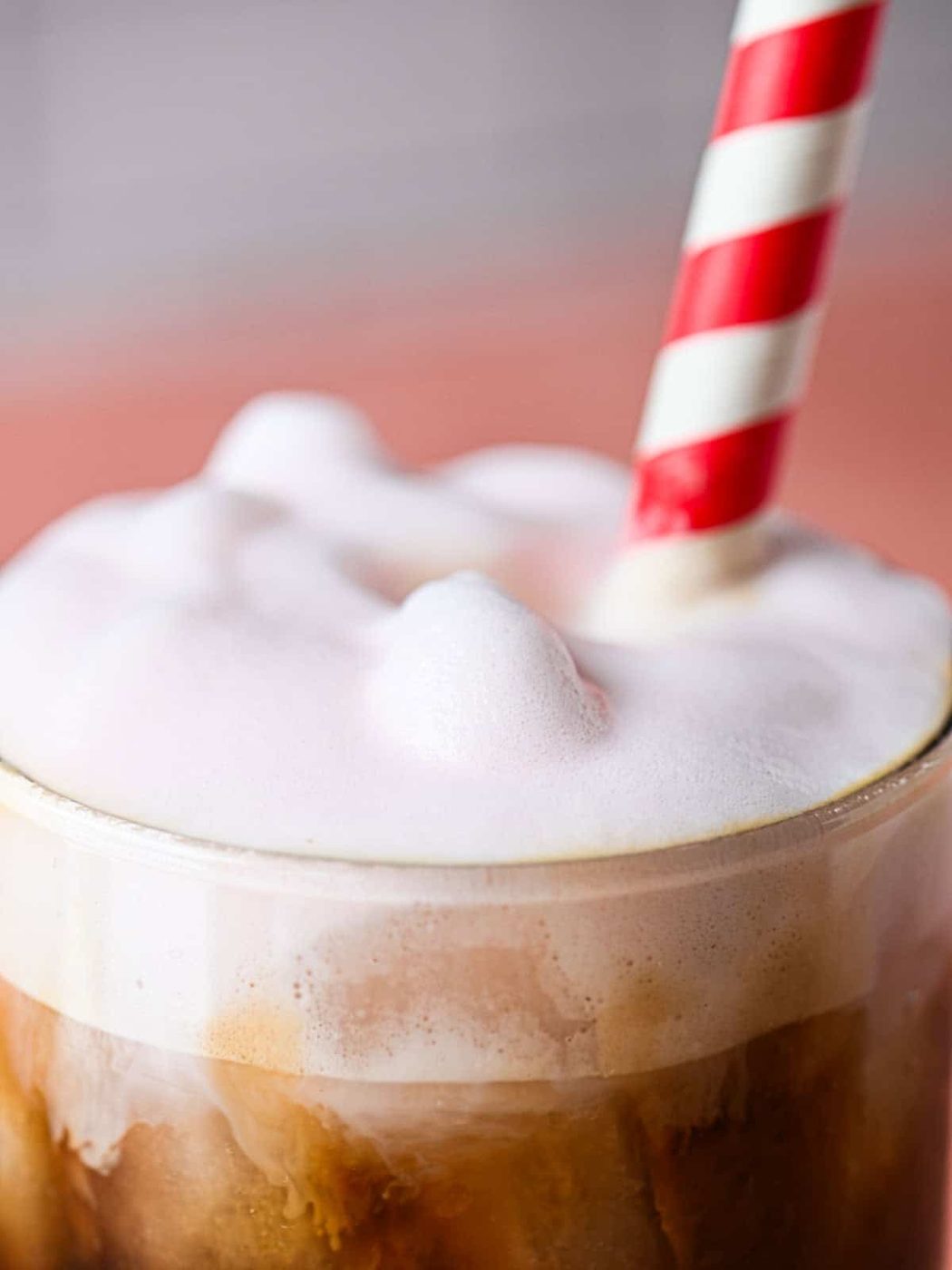 Close-up of cherry cold foam.