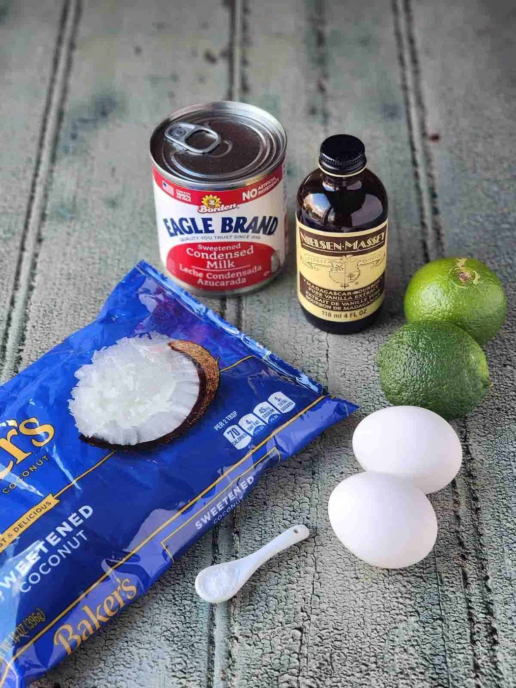 Ingredients for coconut lime macaroons.