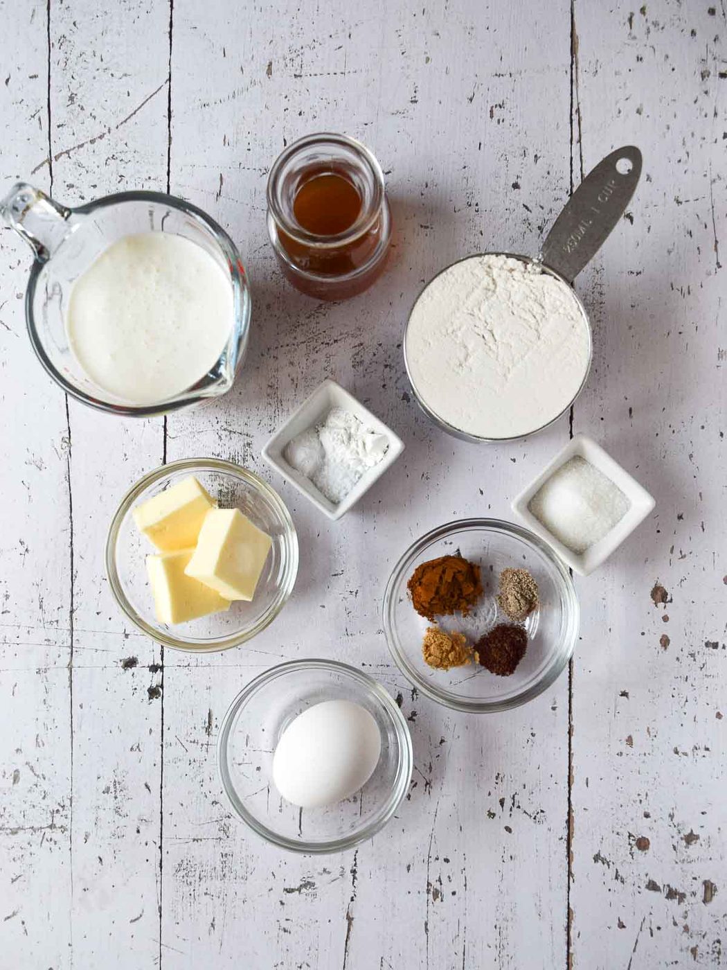Ingredients for chai pancakes.