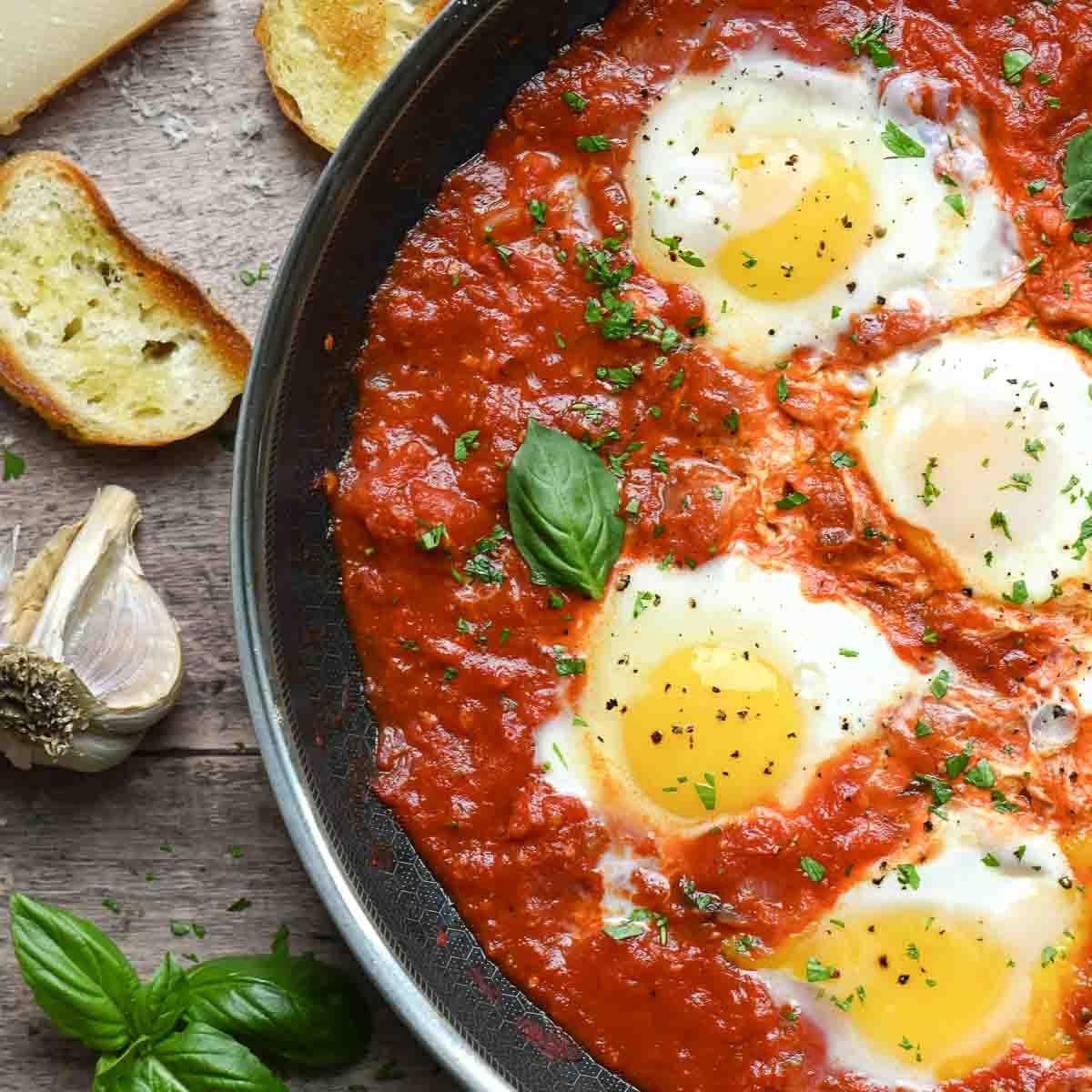 Eggs In Purgatory, Poached Eggs in Tomato Sauce