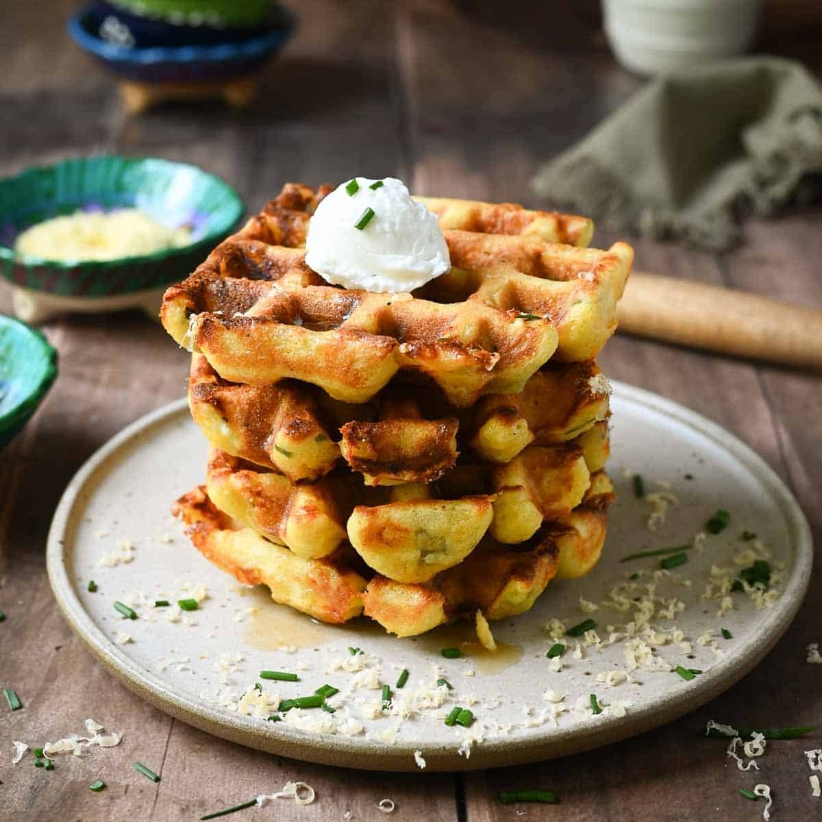 Savory Waffles, plus Green Chile and Cheddar