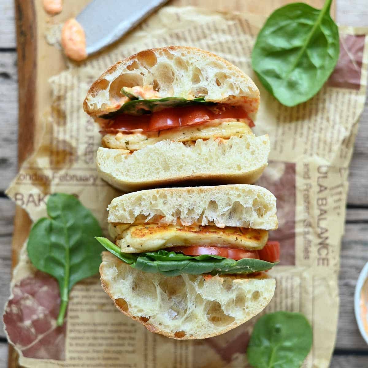 Halloumi Sandwich and Red Pepper Aioli