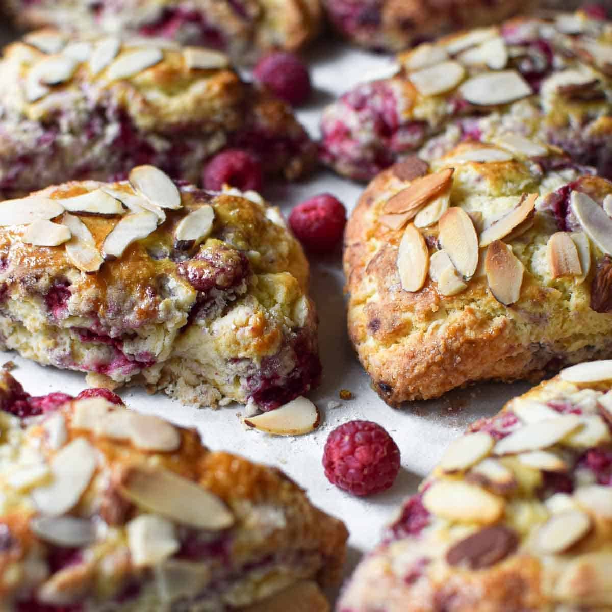 Homemade Raspberry Almond Scones