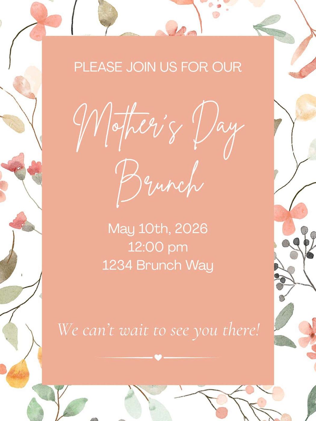 Sample brunch invite illustration with spring flowers.