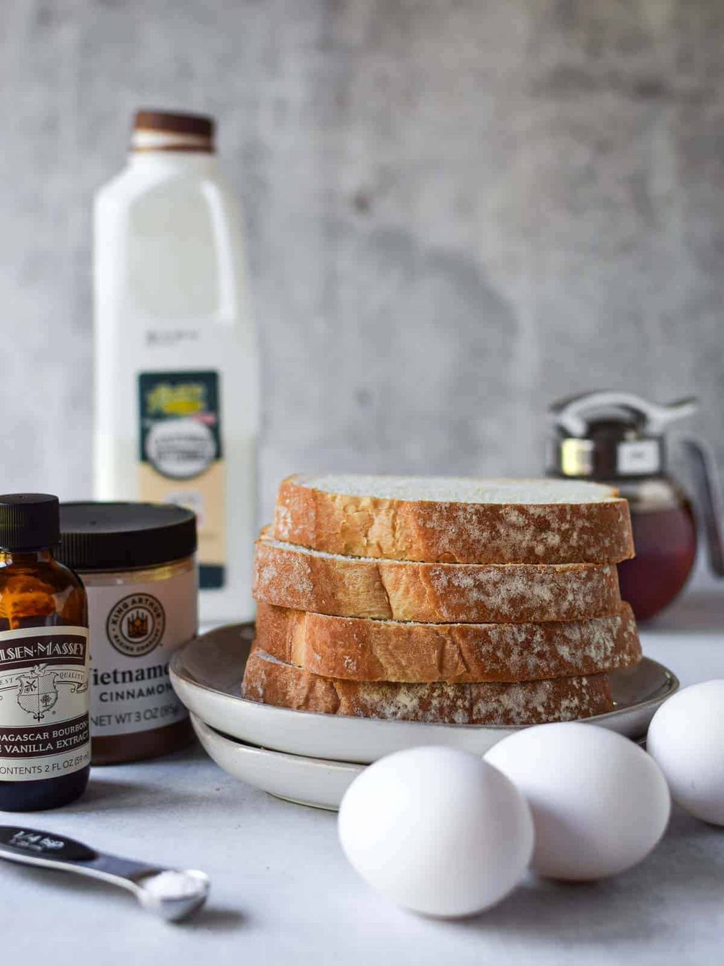 Ingredients for buttermilk French toast.