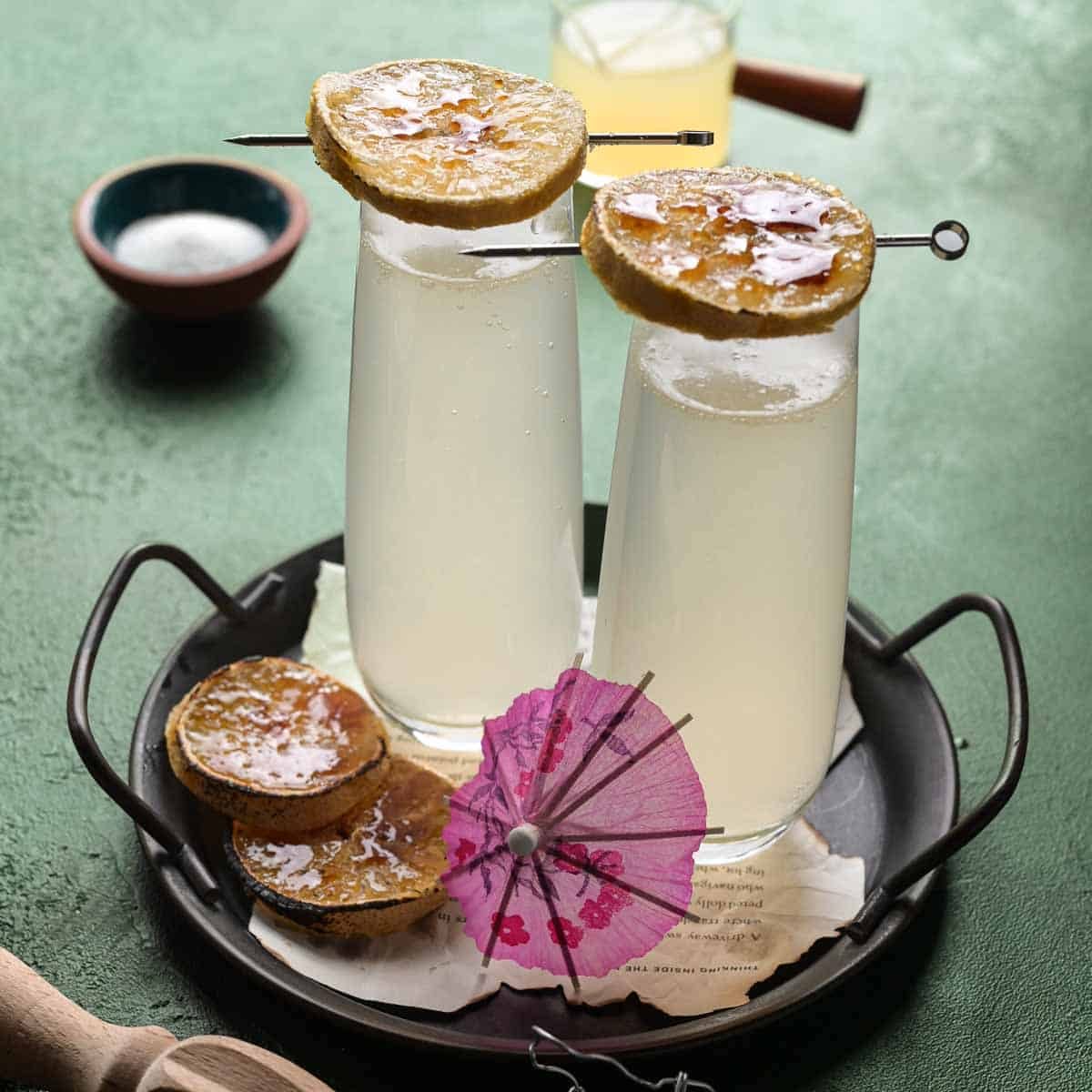 Lemonade Mimosa and Lemon Brûlée Garnish