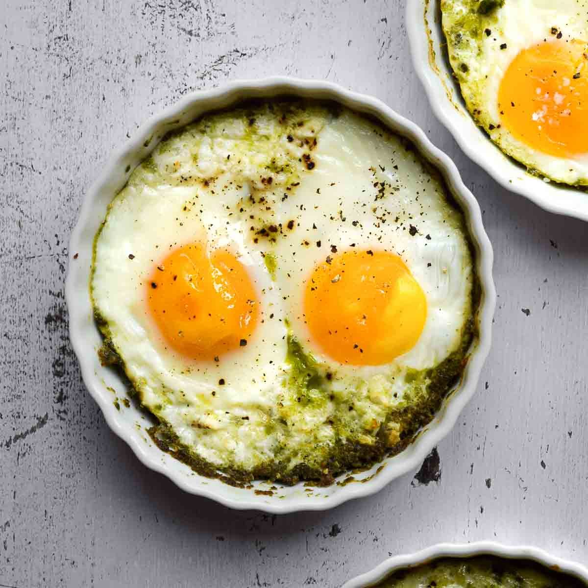 Pesto Baked Eggs