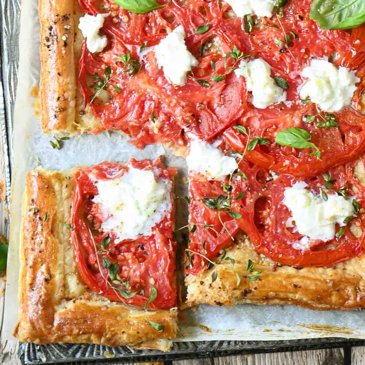 Puff Pastry Tomato Tart, plus Stracciatella