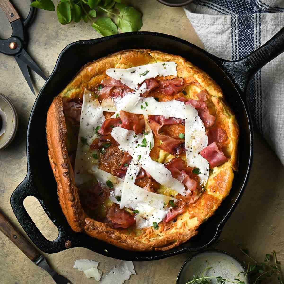 Savory Dutch Baby, plus Ham, Pecorino, and Fresh Herbs