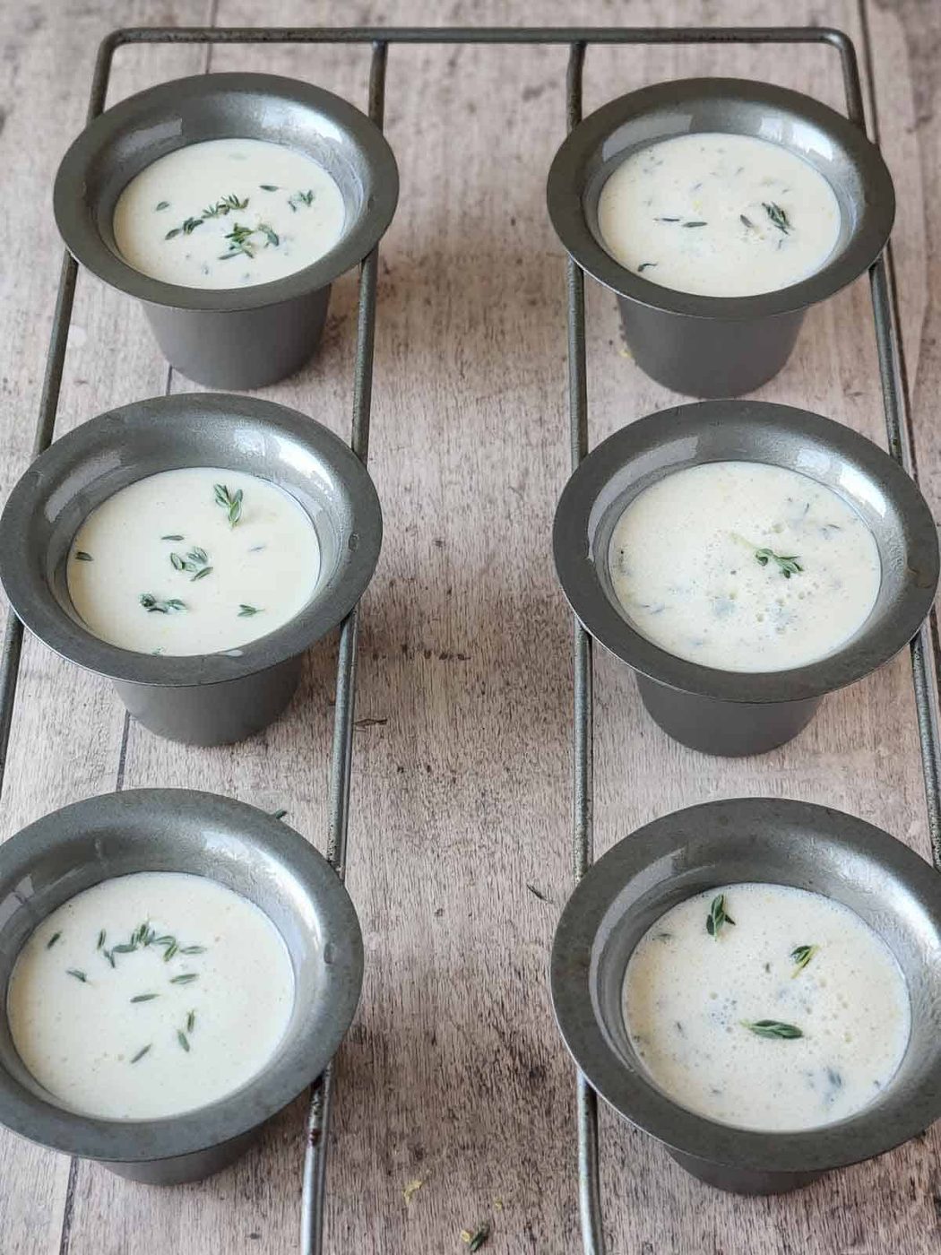Batter for popovers in 6-well popover pan.