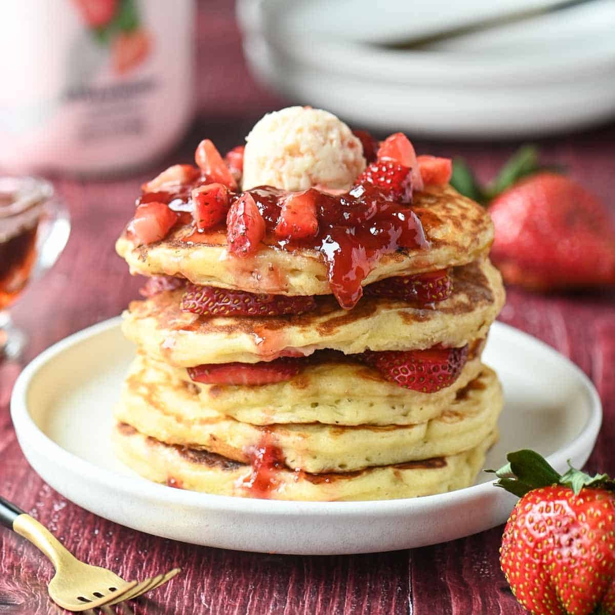 Strawberry Kefir Pancakes