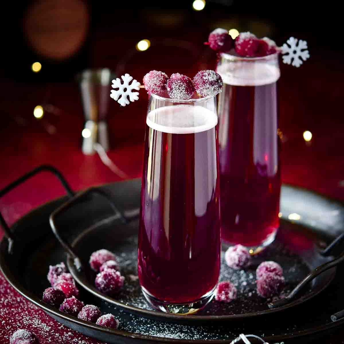 Sugared Cranberry Christmas Mimosa