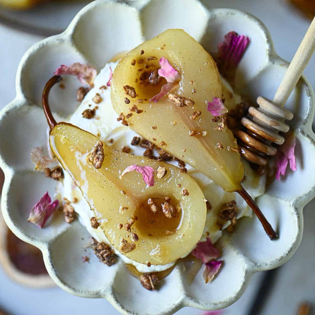 Vanilla Poached Pears, plus Yogurt