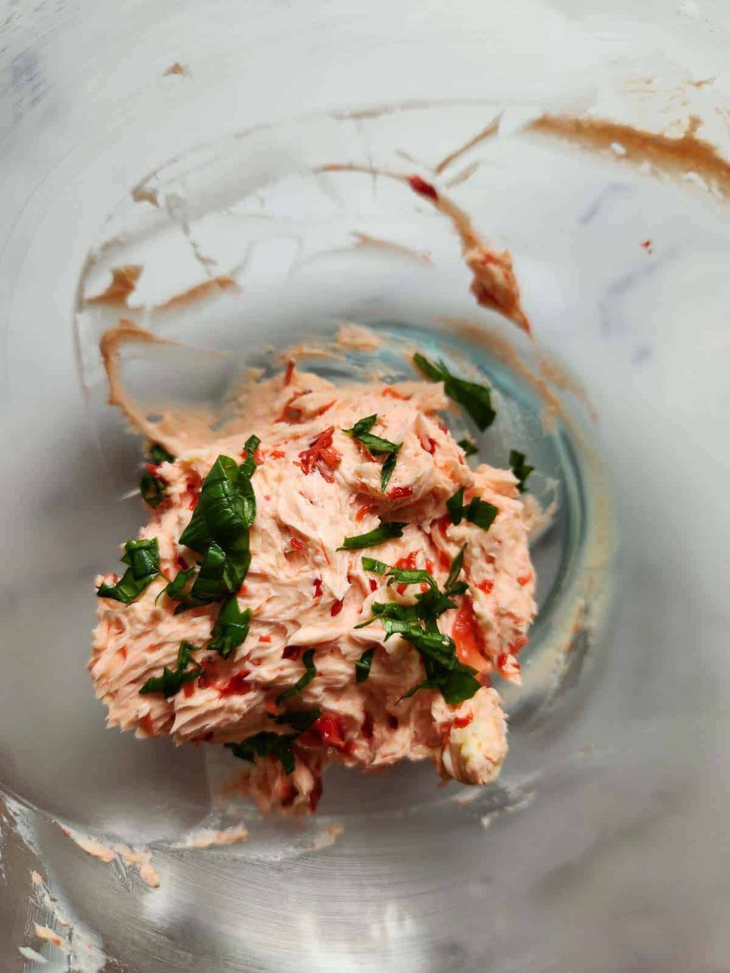 Basil mixed with strawberry butter.