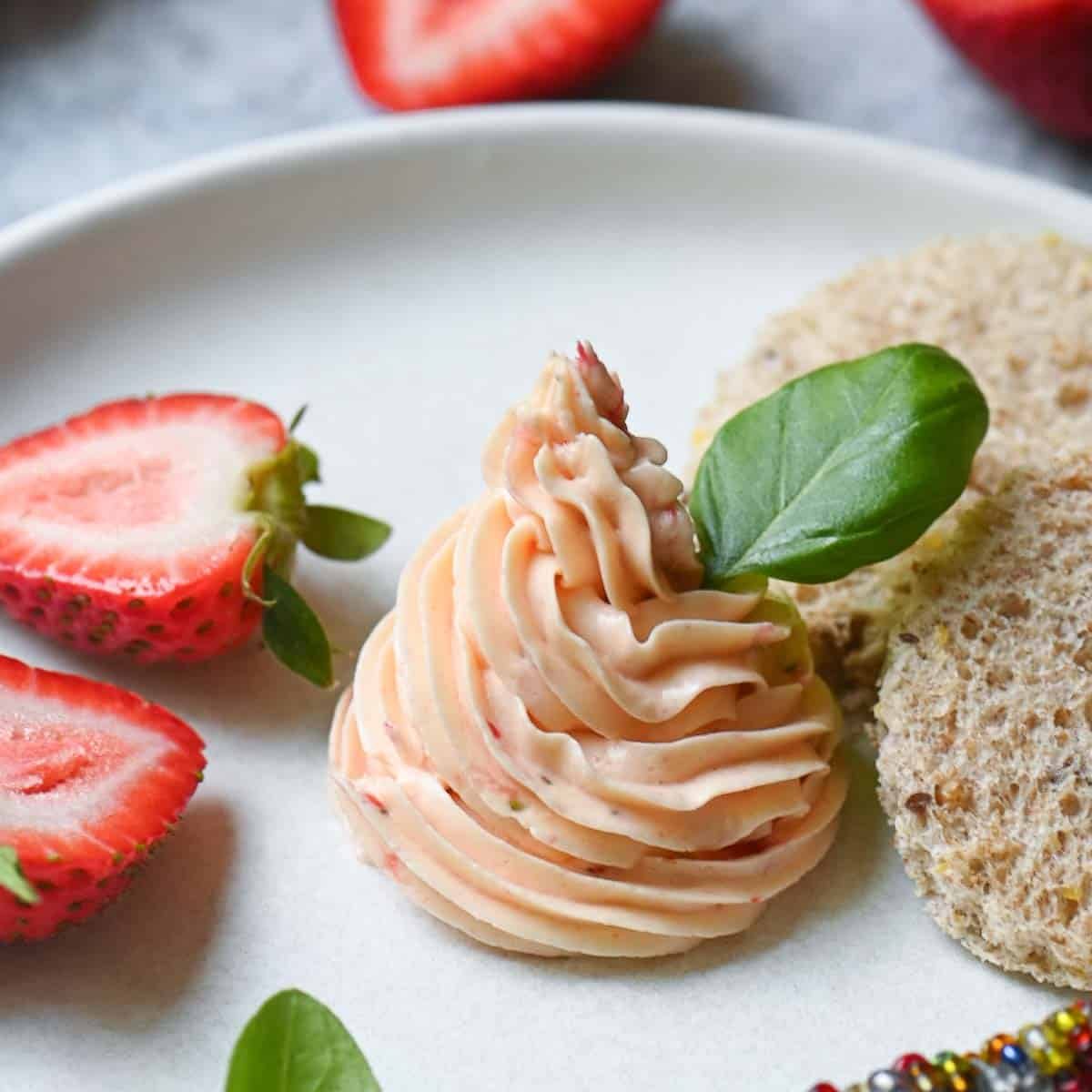 Whipped Strawberry Butter and Fresh Basil