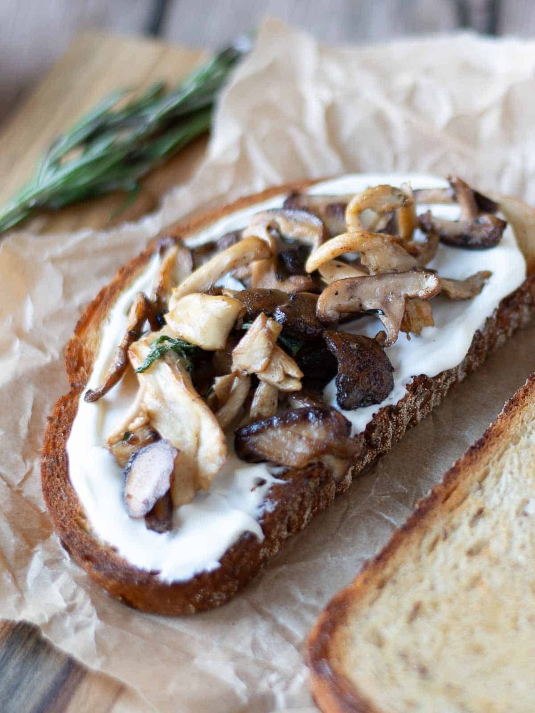 Sautéed mushrooms on toast.