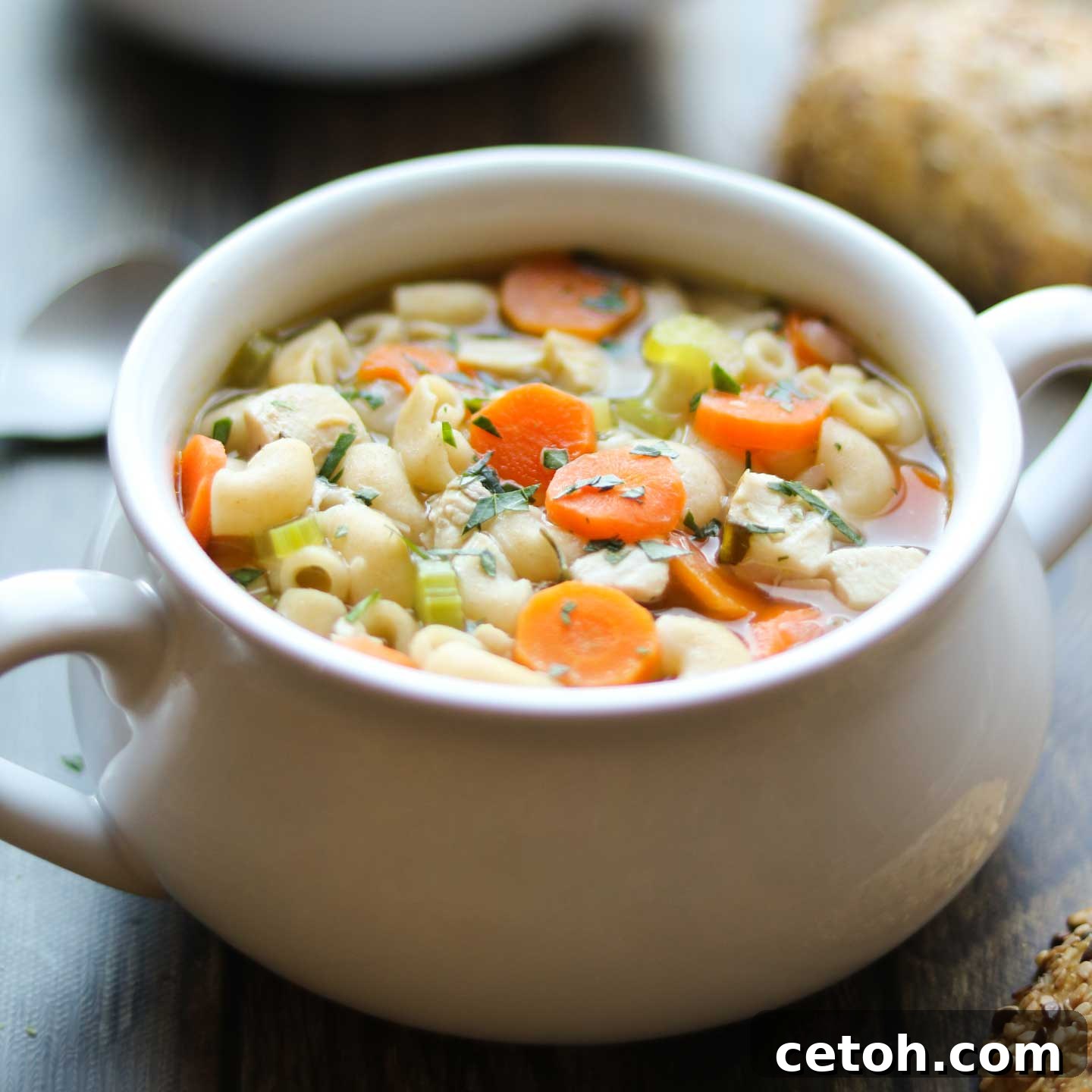 Rotisserie Chicken Noodle Soup, a quick and satisfying meal.