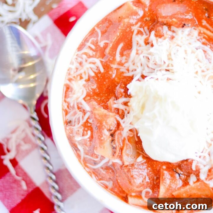 Easy One Pot Lasagna Soup, a simple and delicious pasta soup.