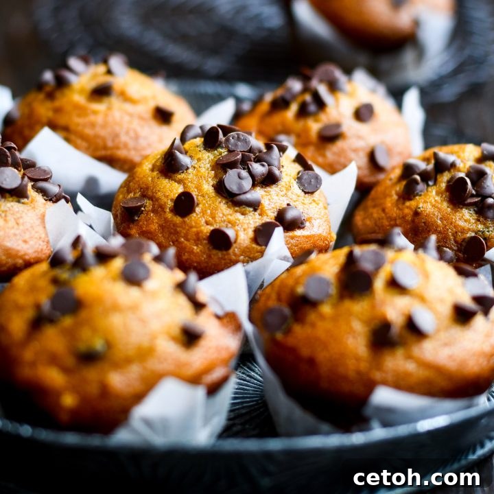 Pumpkin chocolate chip muffins on a cooling rack.