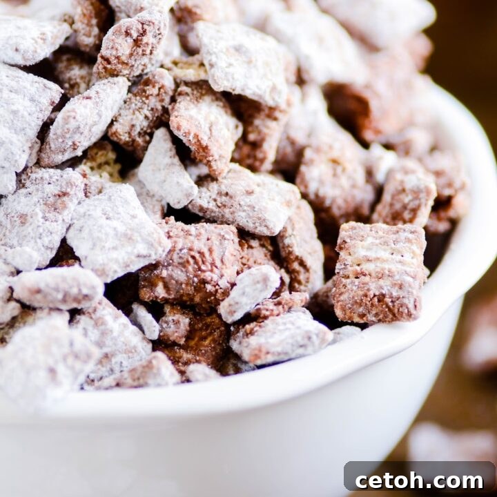 Touchdown Desserts: 15 Effortless Super Bowl Sweets 13 A bowl of classic muddy buddies (also known as puppy chow) made with Chex cereal, peanut butter, chocolate, and powdered sugar.