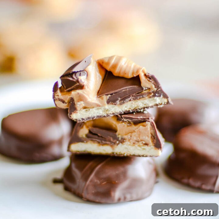 Touchdown Desserts: 15 Effortless Super Bowl Sweets 16 Homemade copycat Girl Scout Tagalong cookies featuring a crispy shortbread base, a layer of peanut butter, and a chocolate coating.