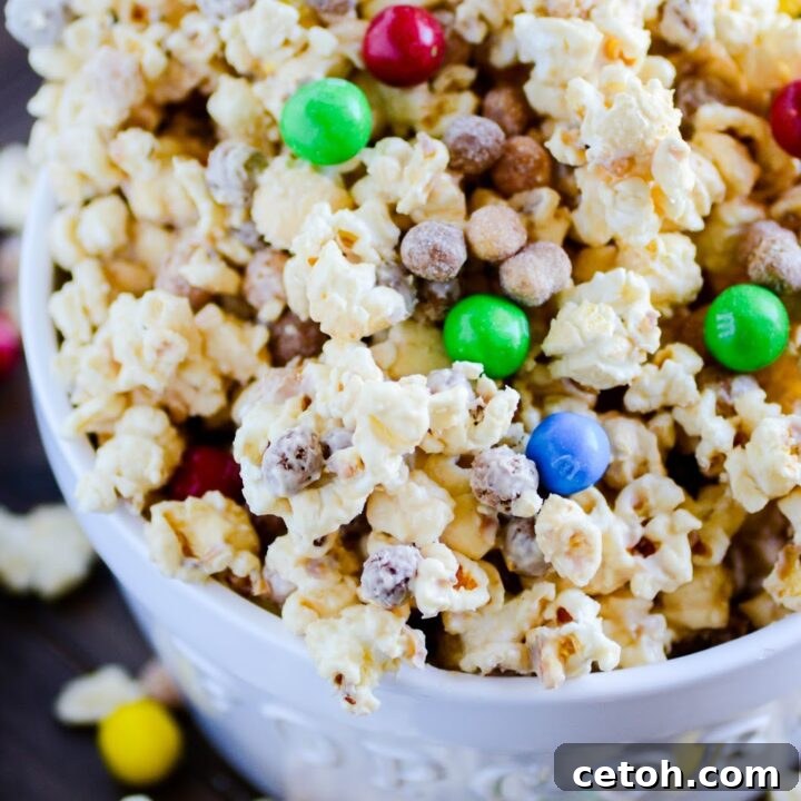 Touchdown Desserts: 15 Effortless Super Bowl Sweets 9 A delightful mix of peanut butter-coated popcorn, Reese's Puffs, kettle corn, and Pretzel M&M's, perfect for a salty-sweet snack.