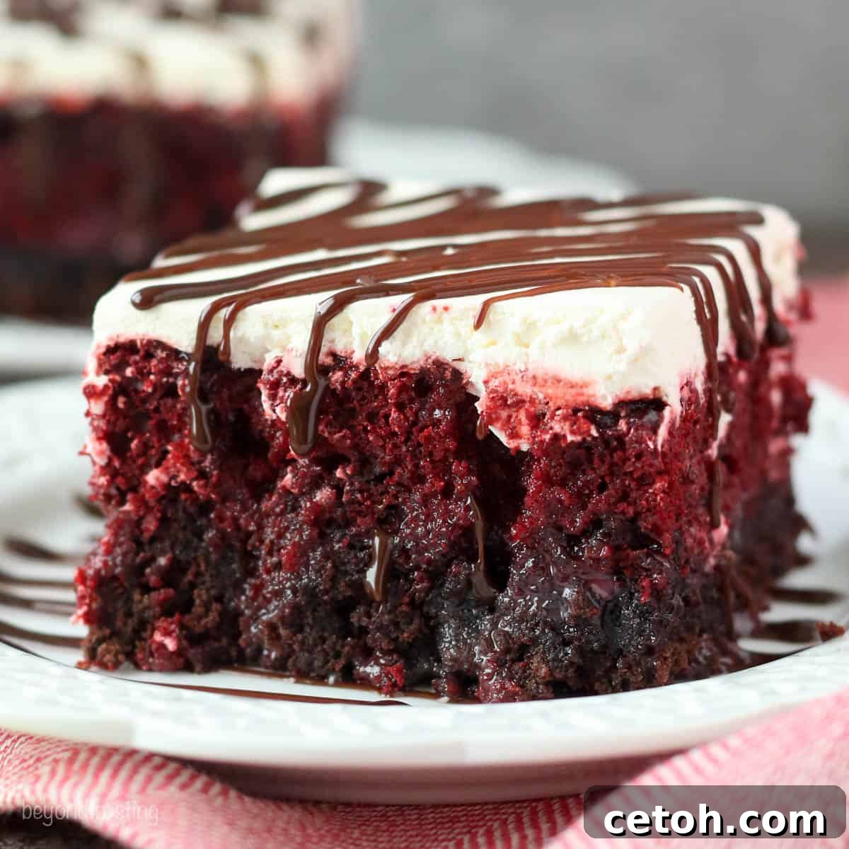 Red Velvet Brownie Poke Cake