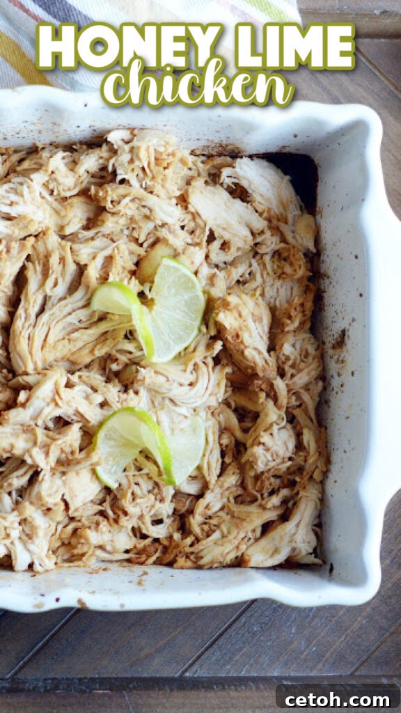 Flavorful Honey Lime Crockpot Chicken served over a bed of fluffy rice, perfect for a hassle-free weeknight dinner solution.