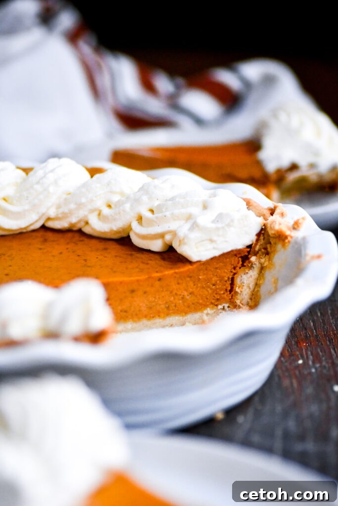 The easiest homemade pumpkin pie with a silky texture and rich spice flavor. Pair it with whipped cream for the perfect holiday dessert! A classic fall recipe everyone loves.