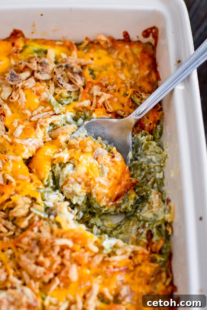 Skip the canned soup! This homemade green bean casserole from scratch is creamy, comforting, and easy to make. Perfect for Thanksgiving or Christmas dinner.