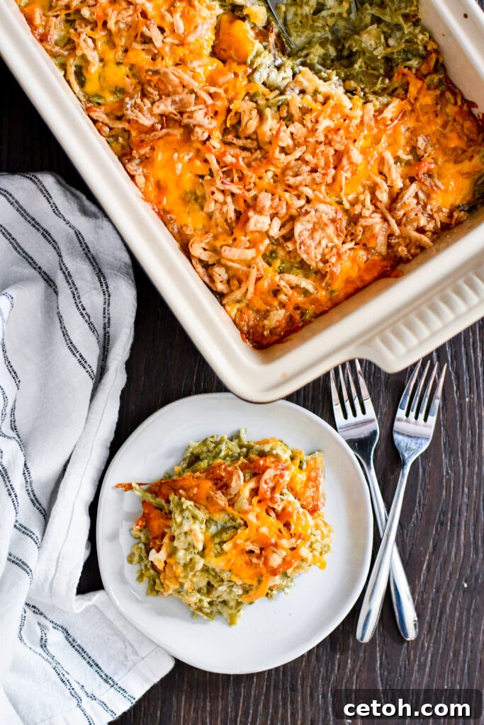 This no canned soup green bean casserole is a holiday must-have. Simple ingredients, easy steps, and rich, homemade flavor.