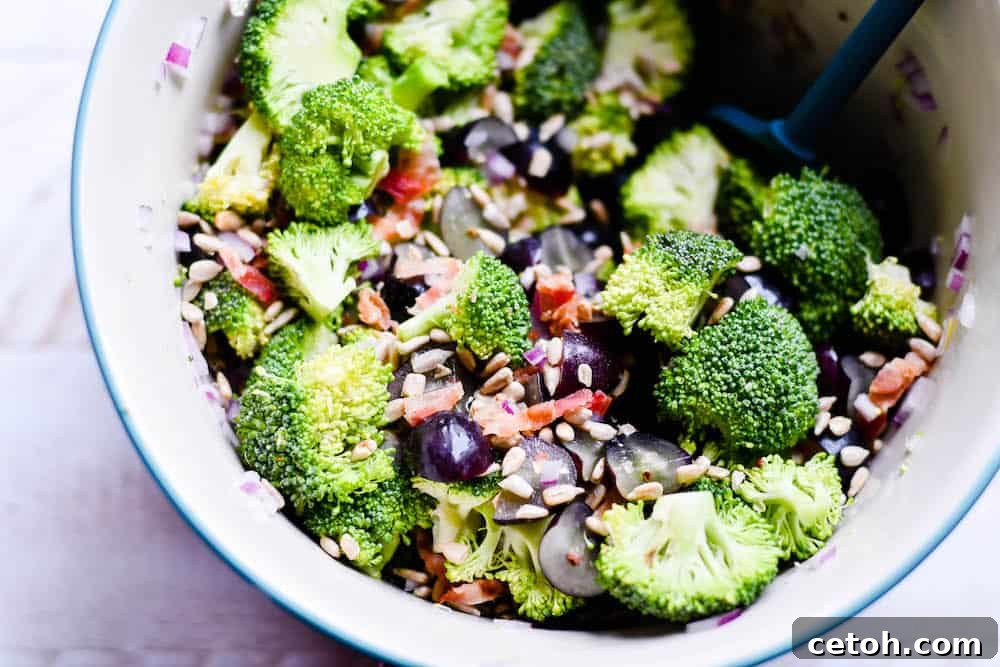 A closer look at the fresh, colourful ingredients for an easy and healthy broccoli salad