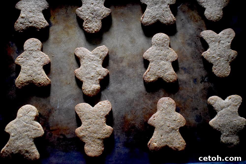 Spiced Keto Gingerbread Delights 3 A collection of freshly baked Keto Gingerbread cookies, ready for frosting.