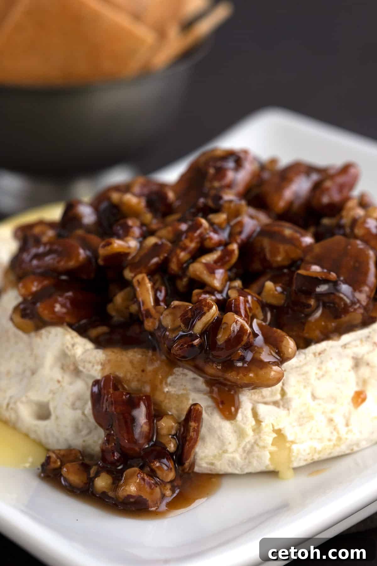 Keto Countdown Nibbles for New Year's Eve 13 Keto baked brie with a pecan praline topping.