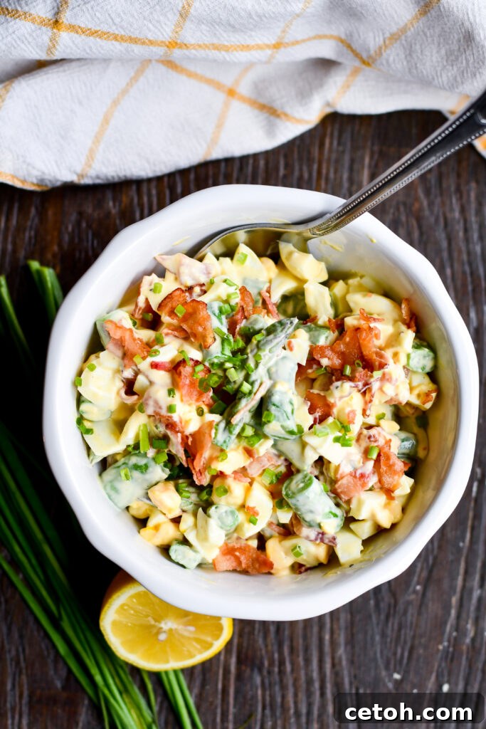 This easy asparagus egg salad with bacon and lemon is the ultimate Easter side dish—fresh, creamy, and make-ahead friendly.