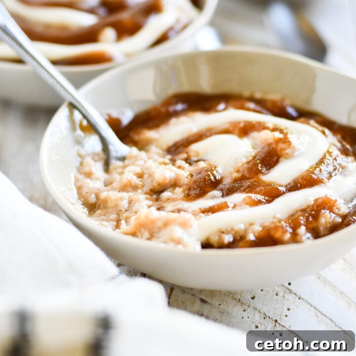 Cinnamon Roll Oatmeal, a sweet and hearty breakfast