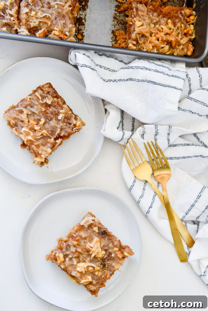 Hearty Irish Oatmeal Cake 2 Classic Irish Oatmeal Cake with a generous coconut pecan topping