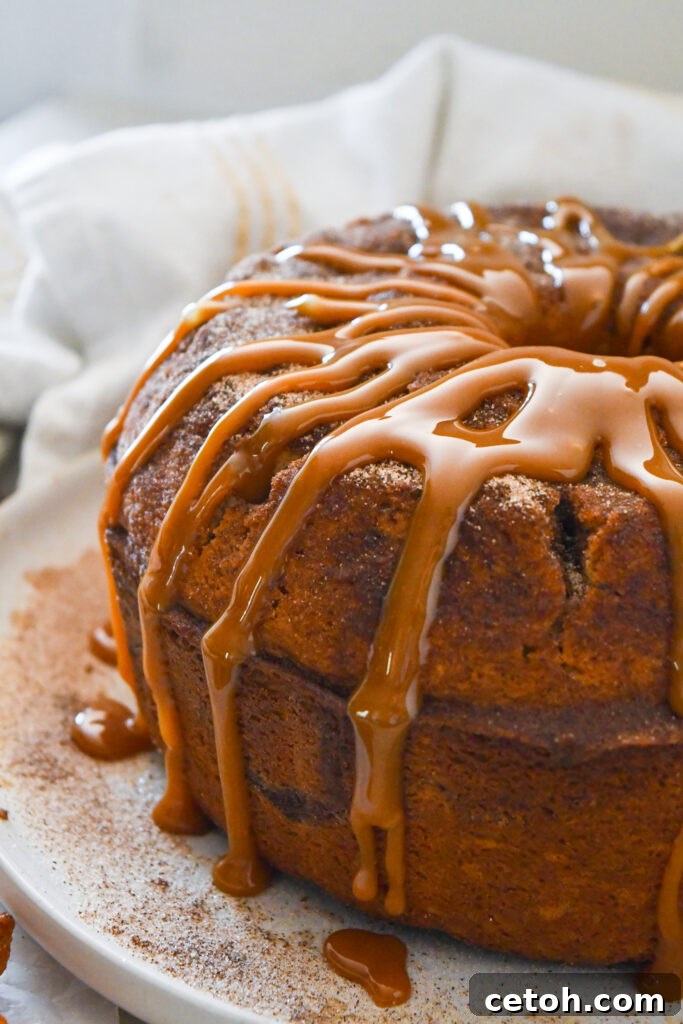 Cinnamon Sugar Delight Cake 5 A perfectly baked churro bundt cake cooling on a wire rack, ready for its signature cinnamon sugar coating.
