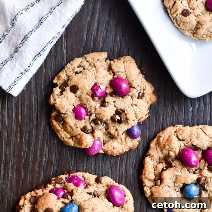Beautifully baked gluten-free dairy-free monster cookies ready to be served.